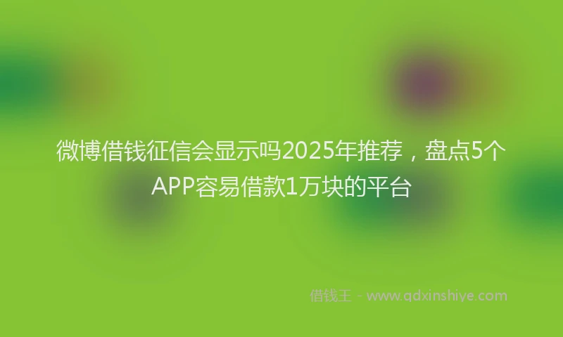 微博借钱征信会显示吗2025年推荐，盘点5个APP容易借款1万块的平台
