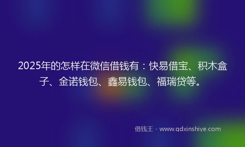 2025年的怎样在微信借钱有：快易借宝、积木盒子、金诺钱包、鑫易钱包、福瑞贷等。