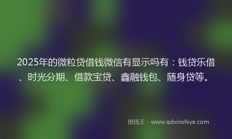 2025年的微粒贷借钱微信有显示吗有：钱贷乐借、时光分期、借款宝贷、鑫融钱包、随身贷等。