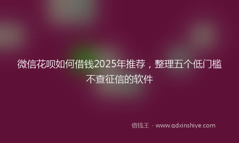 微信花呗如何借钱2025年推荐，整理五个低门槛不查征信的软件