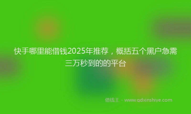 快手哪里能借钱2025年推荐，概括五个黑户急需三万秒到的的平台