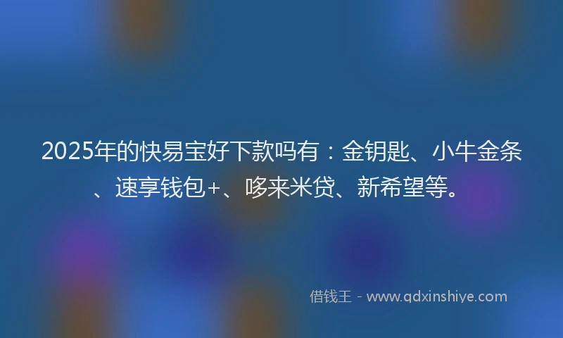 2025年的快易宝好下款吗有：金钥匙、小牛金条、速享钱包+、哆来米贷、新希望等。