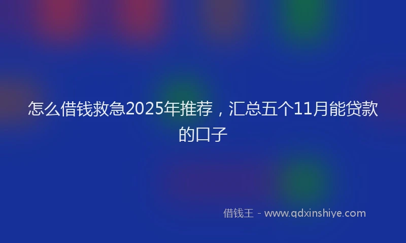 怎么借钱救急2025年推荐，汇总五个11月能贷款的口子