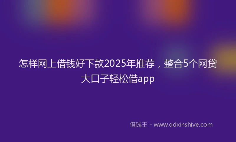 怎样网上借钱好下款2025年推荐，整合5个网贷大口子轻松借app