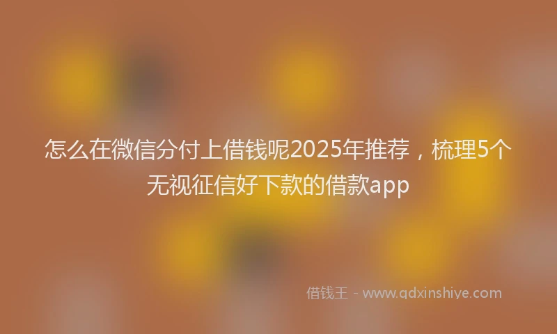 怎么在微信分付上借钱呢2025年推荐，梳理5个无视征信好下款的借款app