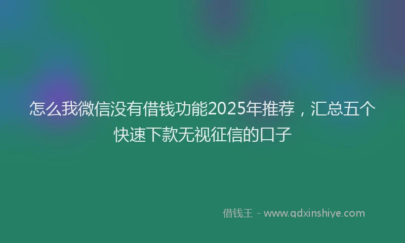 怎么我微信没有借钱功能2025年推荐，汇总五个快速下款无视征信的口子
