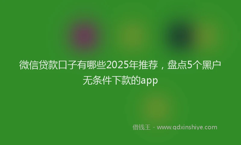 微信贷款口子有哪些2025年推荐，盘点5个黑户无条件下款的app