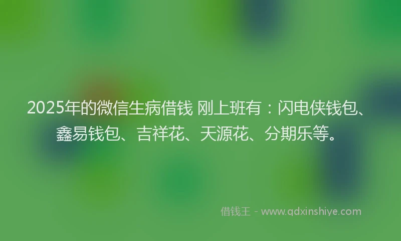 2025年的微信生病借钱 刚上班有：闪电侠钱包、鑫易钱包、吉祥花、天源花、分期乐等。