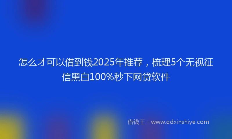 怎么才可以借到钱2025年推荐，梳理5个无视征信黑白100%秒下网贷软件