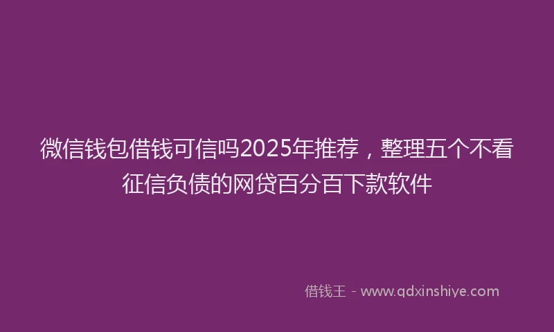 微信钱包借钱可信吗2025年推荐，整理五个不看征信负债的网贷百分百下款软件