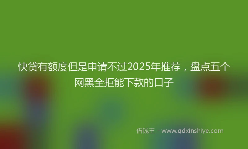 快贷有额度但是申请不过2025年推荐，盘点五个网黑全拒能下款的口子