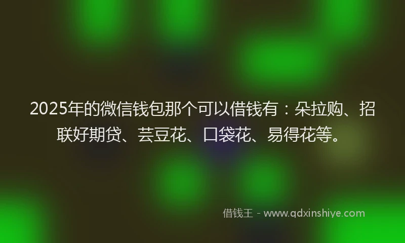 2025年的微信钱包那个可以借钱有：朵拉购、招联好期贷、芸豆花、口袋花、易得花等。