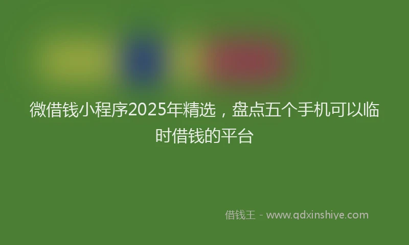 微借钱小程序2025年精选，盘点五个手机可以临时借钱的平台