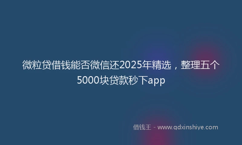 微粒贷借钱能否微信还2025年精选，整理五个5000块贷款秒下app