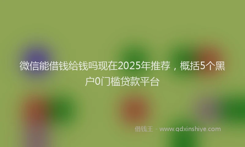 微信能借钱给钱吗现在2025年推荐，概括5个黑户0门槛贷款平台