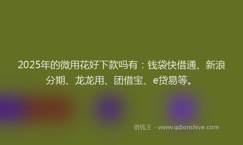2025年的微用花好下款吗有：钱袋快借通、新浪分期、龙龙用、团借宝、e贷易等。