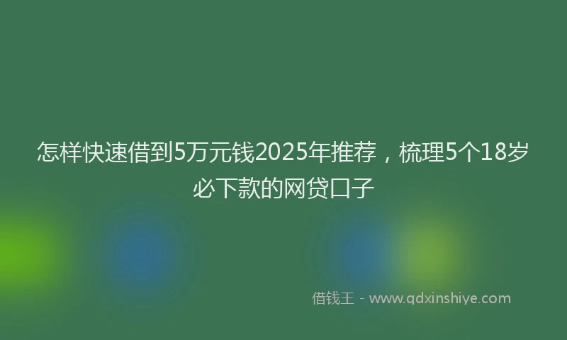 怎样快速借到5万元钱2025年推荐，梳理5个18岁必下款的网贷口子