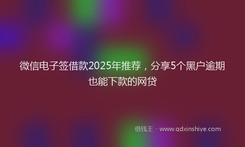 微信电子签借款2025年推荐，分享5个黑户逾期也能下款的网贷