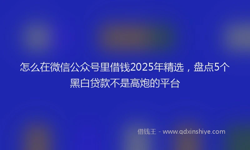 怎么在微信公众号里借钱2025年精选，盘点5个黑白贷款不是高炮的平台