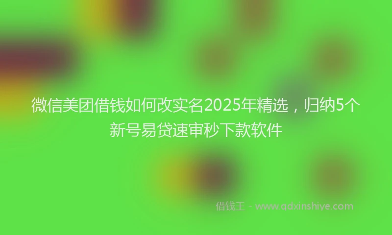 微信美团借钱如何改实名2025年精选，归纳5个新号易贷速审秒下款软件