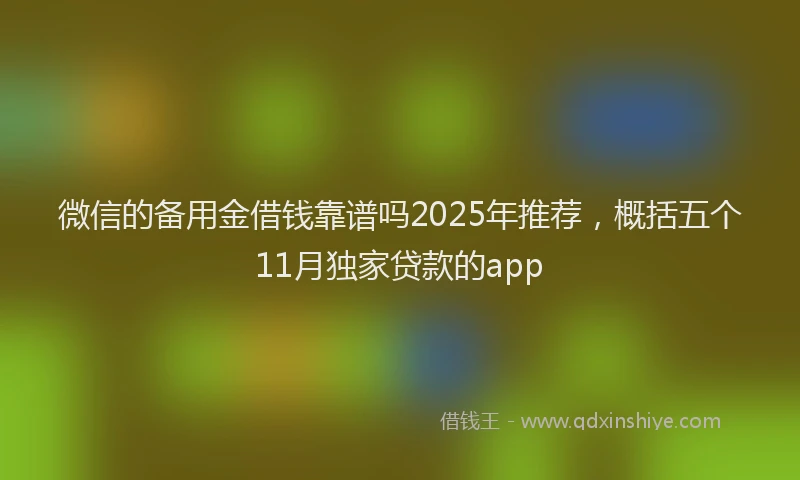 微信的备用金借钱靠谱吗2025年推荐，概括五个11月独家贷款的app