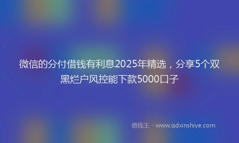 微信的分付借钱有利息2025年精选，分享5个双黑烂户风控能下款5000口子