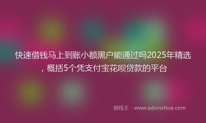 快速借钱马上到账小额黑户能通过吗2025年精选，概括5个凭支付宝花呗贷款的平台