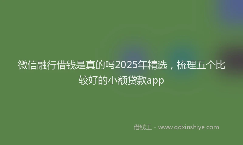 微信融行借钱是真的吗2025年精选，梳理五个比较好的小额贷款app