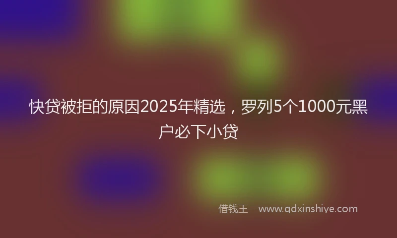 快贷被拒的原因2025年精选，罗列5个1000元黑户必下小贷