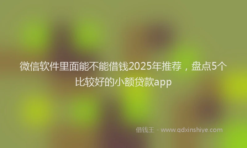 微信软件里面能不能借钱2025年推荐，盘点5个比较好的小额贷款app