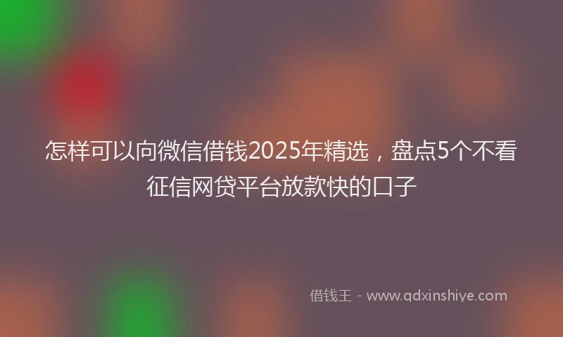 怎样可以向微信借钱2025年精选，盘点5个不看征信网贷平台放款快的口子