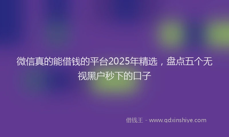 微信真的能借钱的平台2025年精选，盘点五个无视黑户秒下的口子