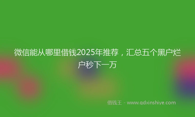 微信能从哪里借钱2025年推荐，汇总五个黑户烂户秒下一万