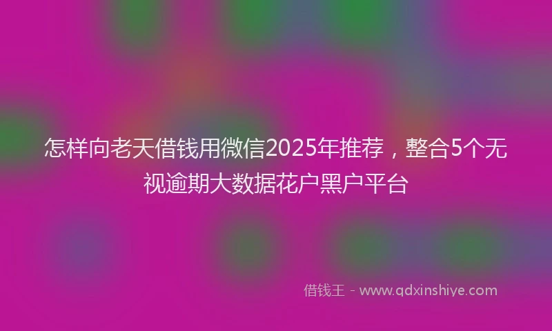 怎样向老天借钱用微信2025年推荐，整合5个无视逾期大数据花户黑户平台