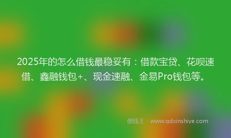 2025年的怎么借钱最稳妥有：借款宝贷、花呗速借、鑫融钱包+、现金速融、金易Pro钱包等。