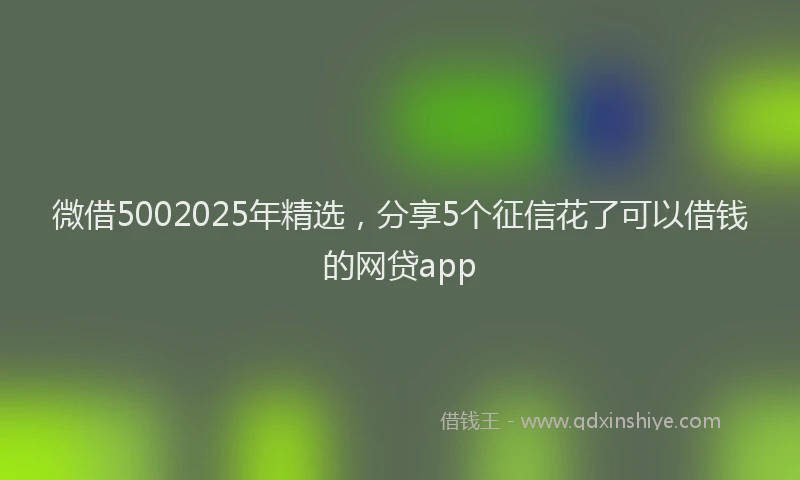 微借5002025年精选，分享5个征信花了可以借钱的网贷app