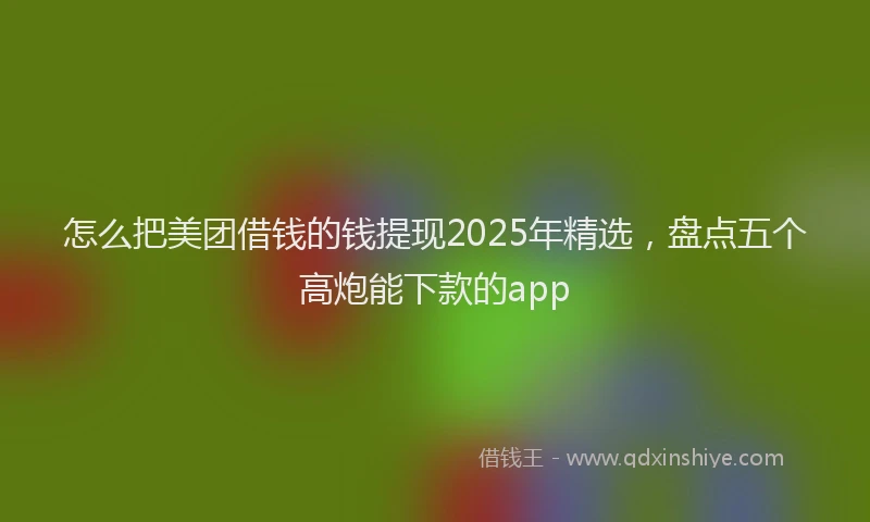 怎么把美团借钱的钱提现2025年精选，盘点五个高炮能下款的app