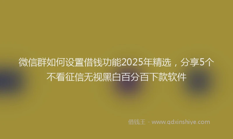 微信群如何设置借钱功能2025年精选，分享5个不看征信无视黑白百分百下款软件