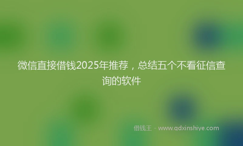 微信直接借钱2025年推荐，总结五个不看征信查询的软件