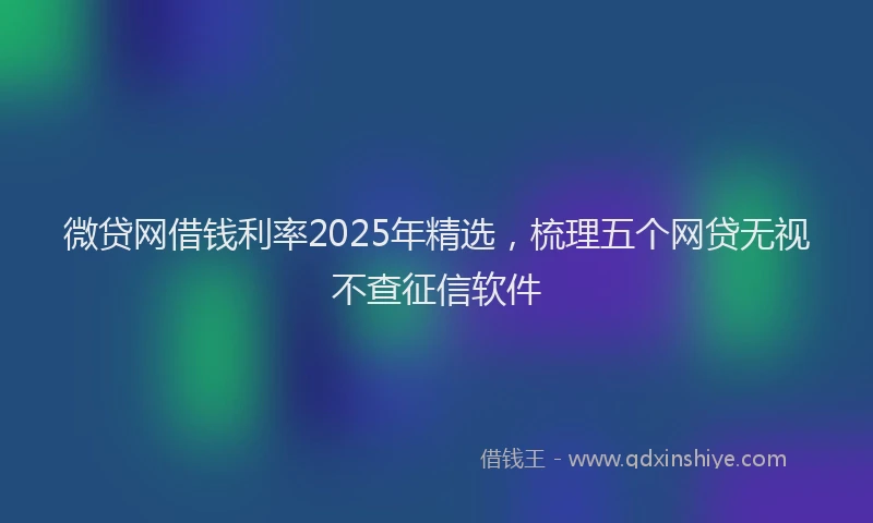 微贷网借钱利率2025年精选，梳理五个网贷无视不查征信软件