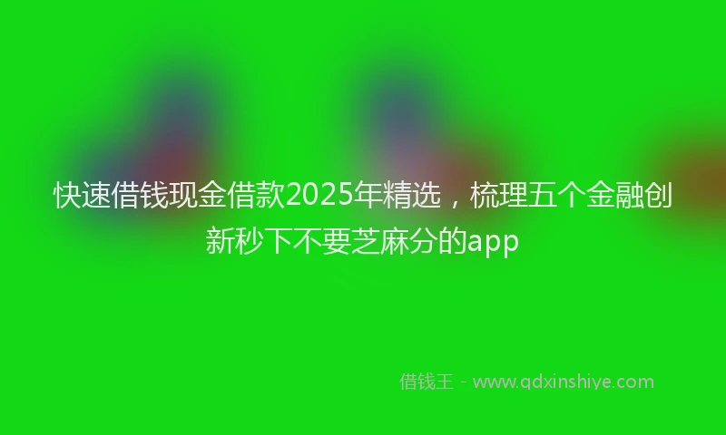 快速借钱现金借款2025年精选，梳理五个金融创新秒下不要芝麻分的app