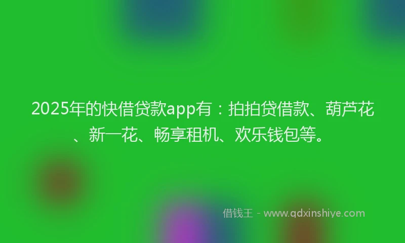 2025年的快借贷款app有：拍拍贷借款、葫芦花、新一花、畅享租机、欢乐钱包等。
