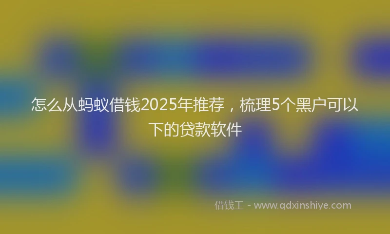 怎么从蚂蚁借钱2025年推荐，梳理5个黑户可以下的贷款软件