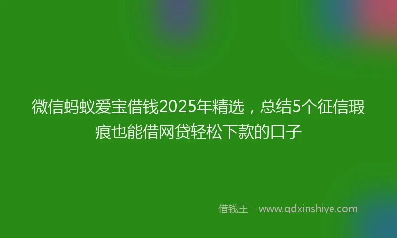 微信蚂蚁爱宝借钱2025年精选，总结5个征信瑕疵也能借网贷轻松下款的口子