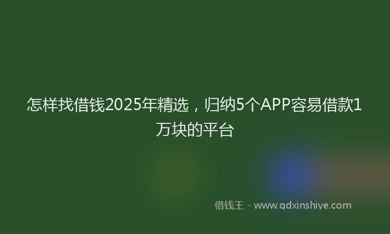 怎样找借钱2025年精选，归纳5个APP容易借款1万块的平台