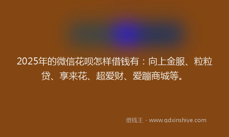 2025年的微信花呗怎样借钱有：向上金服、粒粒贷、享来花、超爱财、爱蹦商城等。