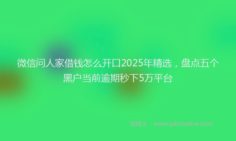 微信问人家借钱怎么开口2025年精选，盘点五个黑户当前逾期秒下5万平台