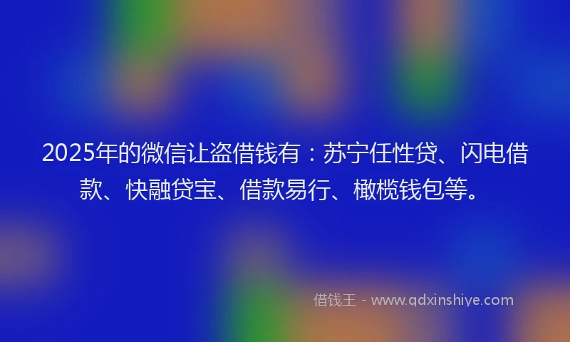 2025年的微信让盗借钱有：苏宁任性贷、闪电借款、快融贷宝、借款易行、橄榄钱包等。