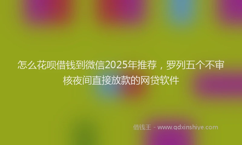 怎么花呗借钱到微信2025年推荐，罗列五个不审核夜间直接放款的网贷软件