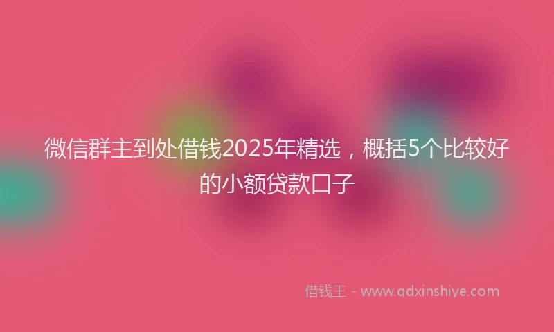 微信群主到处借钱2025年精选，概括5个比较好的小额贷款口子
